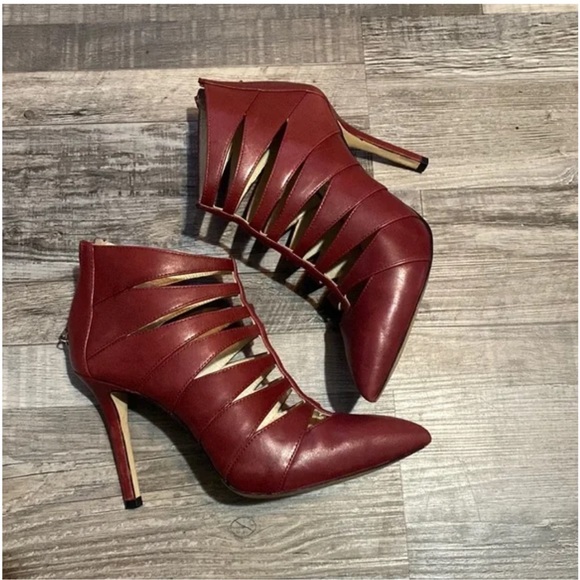 Michael Kors Burgundy Leather Booties, Size 10 - Picture 5 of 16